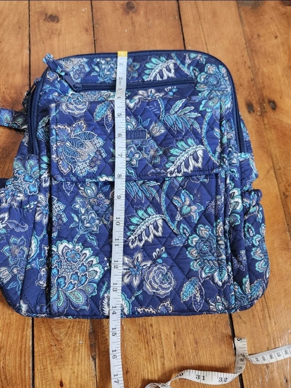 Waverly Navy Blue Floral Paisley Quilted Backpack